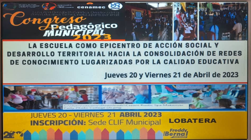 #18Abr Directora de CDCET, Ana <a href="/Berzabethg1/">Berzabethgandicaoficial</a> Gandica, nos invita cordialmente a participar en el Congreso Pedagógico Municipal 2023, los días 20 y 21 de Abril. <a href="/NicolasMaduro/">Nicolás Maduro</a> <a href="/_LaAvanzadora/">Yelitze Santaella</a> <a href="/FreddyBernal/">Freddy Bernal</a> <a href="/KaremDeBernal/">Karem Durán de Bernal</a> <a href="/Mippcivzla/">mippci</a> @MPPEDUCACION