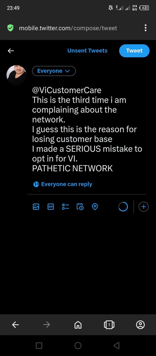 avinash5188's tweet photo. @ViCustomerCare
This is the third time i am complaining about the network.
I guess this is the reason for losing customer base
I made a SERIOUS mistake to opt in for VI.
PATHETIC NETWORK
471606
Vidhyadhar Colony
7987089521 https://t.co/dwXNqJvags