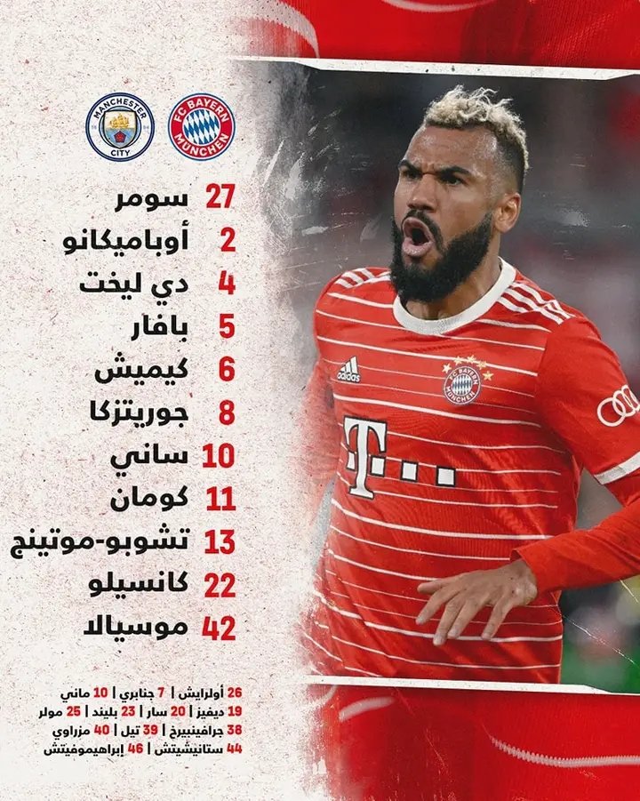 ElarbiSeddiki's tweet photo. تشكيلة كل من #مانشسترسيتي و #بايرن_ميونيخ لمباراة الليلة في منافسة #دوري_أبطال_أوروبا 🏆
#S_A #UCL #مانشسترستي #بايرن_ميونيخ #دوري_أبطال_أوروبا #كرةالقدم https://t.co/UdDYm9yPO4