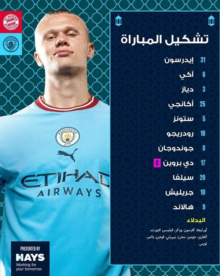 ElarbiSeddiki's tweet photo. تشكيلة كل من #مانشسترسيتي و #بايرن_ميونيخ لمباراة الليلة في منافسة #دوري_أبطال_أوروبا 🏆
#S_A #UCL #مانشسترستي #بايرن_ميونيخ #دوري_أبطال_أوروبا #كرةالقدم https://t.co/UdDYm9yPO4
