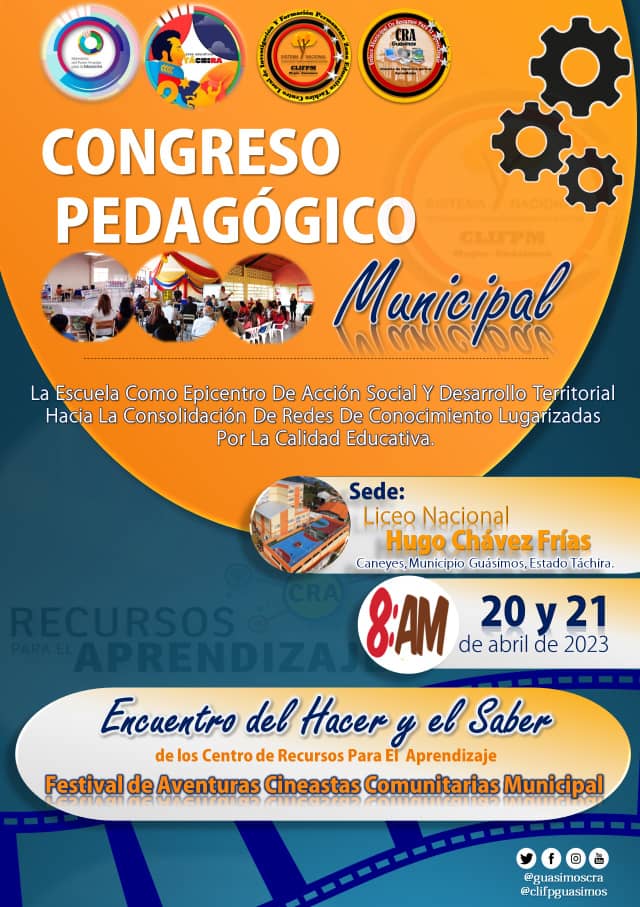 #18Abr Directora de CDCET, Ana <a href="/Berzabethg1/">Berzabethgandicaoficial</a> Gandica, nos invita cordialmente a participar en el Congreso Pedagógico Municipal 2023, los días 20 y 21 de Abril. <a href="/NicolasMaduro/">Nicolás Maduro</a> <a href="/_LaAvanzadora/">Yelitze Santaella</a> <a href="/FreddyBernal/">Freddy Bernal</a> <a href="/KaremDeBernal/">Karem Durán de Bernal</a> <a href="/Mippcivzla/">mippci</a> @MPPEDUCACION