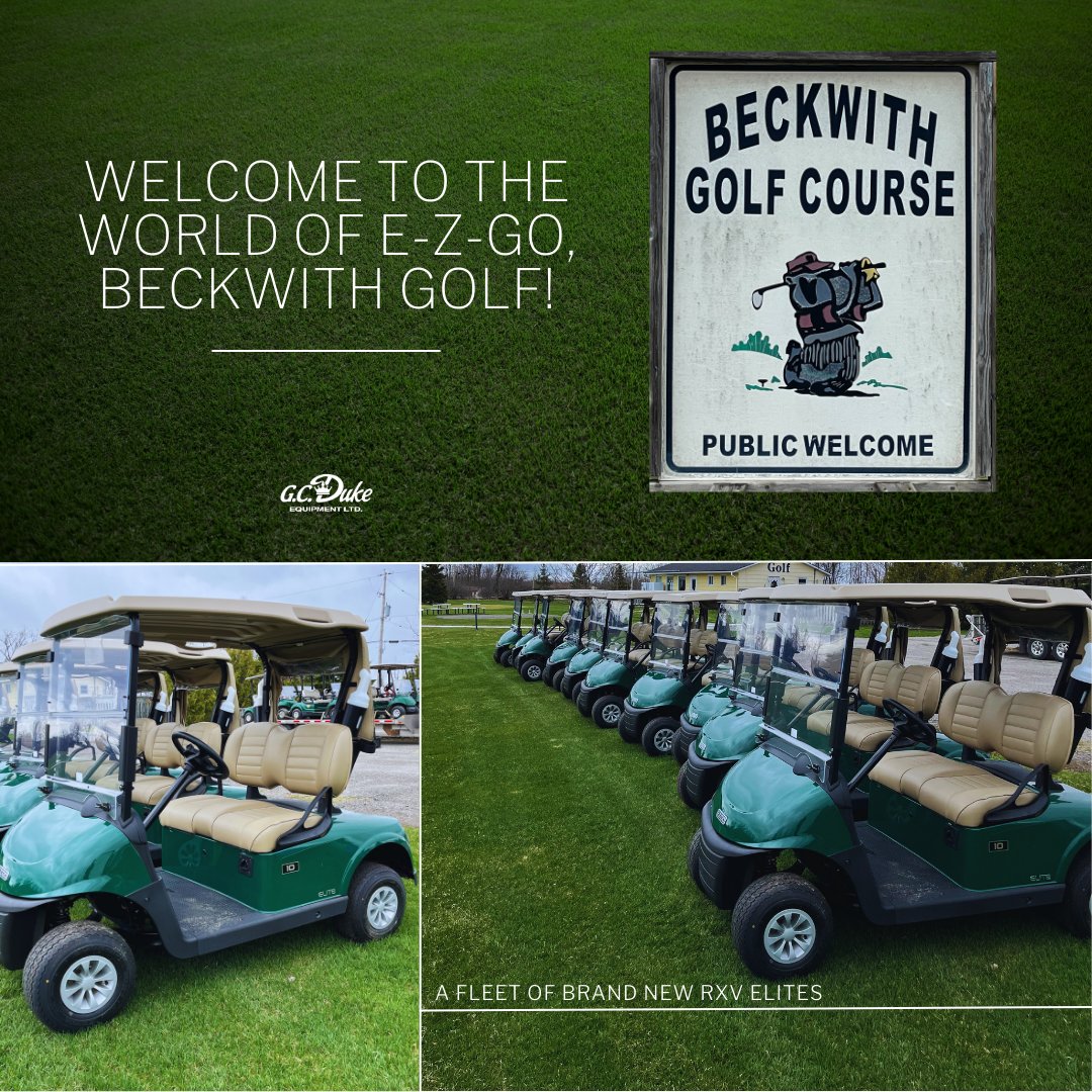 gc_duke's tweet photo. Welcome to the world of E-Z-GO, Beckwith Golf! Thank you so much - enjoy your very first fleet of @EZGOvehicles! β³οΈ #ezgo #gcduke https://t.co/yzyXbrAu4b