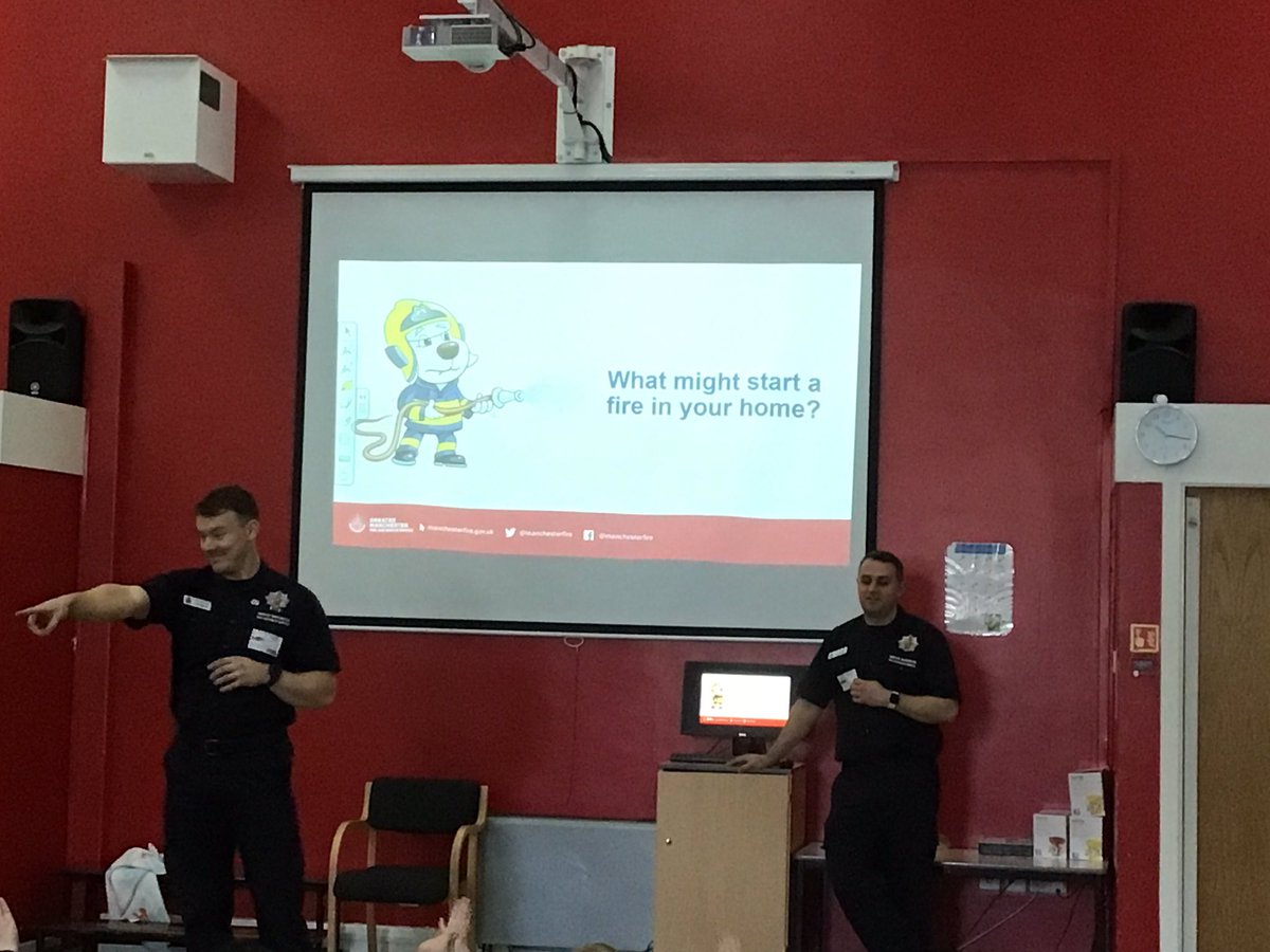 MrsEmmaThompson's tweet photo. KS1 had a fantastic morning with some very special visitors from @manchesterfire. We learnt all about fire safety at home. Thank you so much for your time Blue Watch, you definitely inspired Year 2 👏🚒 #MoorsidePA #MoorsidePAPersonalDevelopment @MoorsidePA https://t.co/m1mlw1K7zD