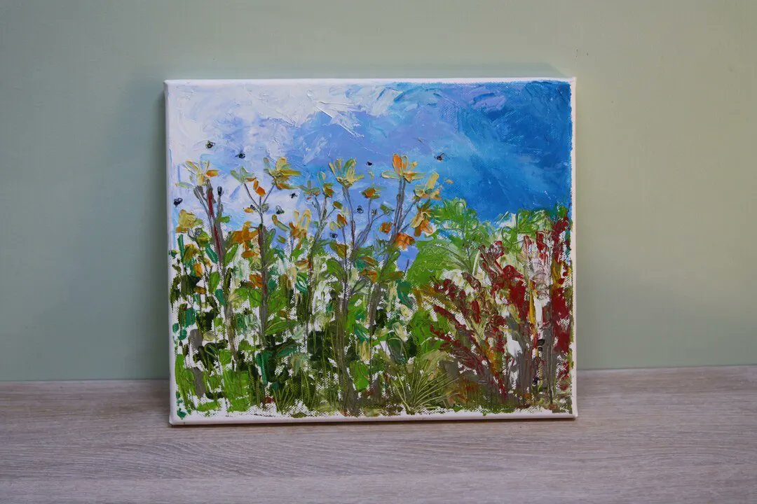 decorartuk's tweet photo. Original Art, Painting on Canvas in Oils - Bee Kind - (25x30cm) - Landscape - Impasto - https://t.co/3xVWYf0yCB https://t.co/RDIm7ePXxz