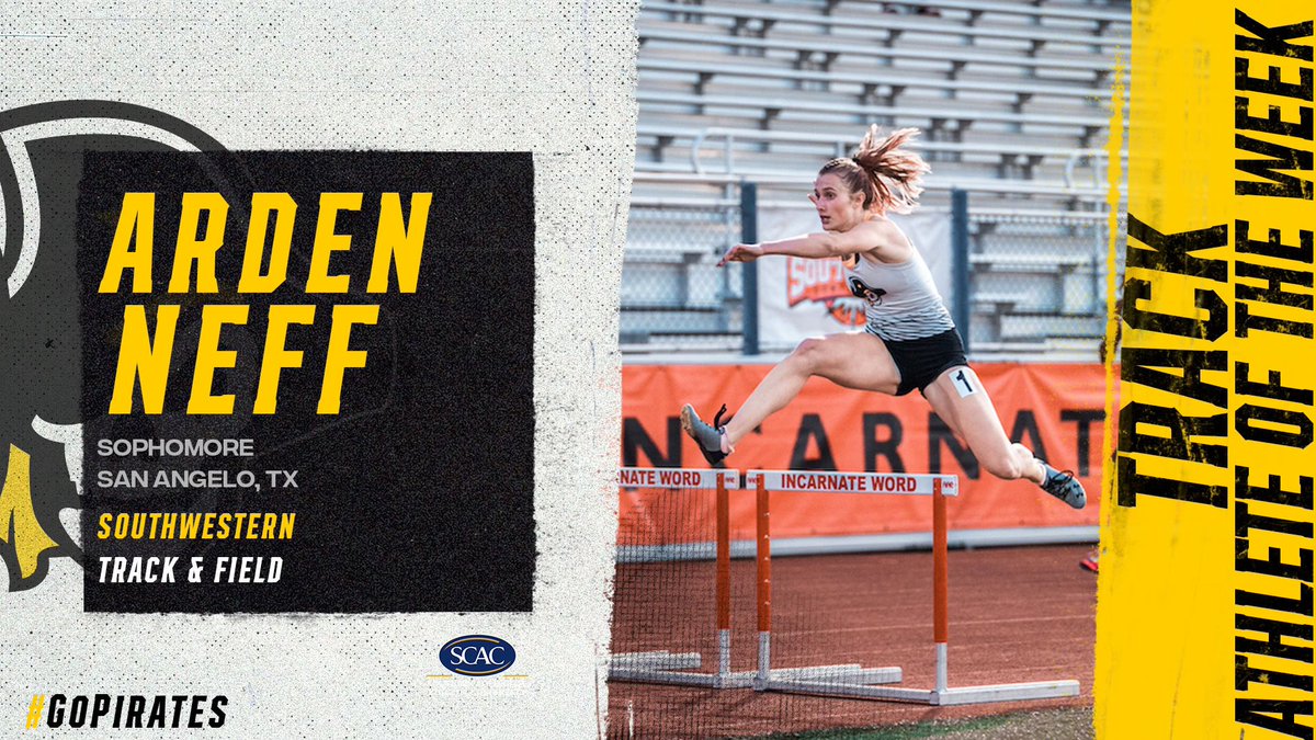 SUPirates's tweet image. After breaking her own @supiratesxctf record in the 400M Hurdles, Arden Neff has been named @scac_sports Track Athlete of the Week!
