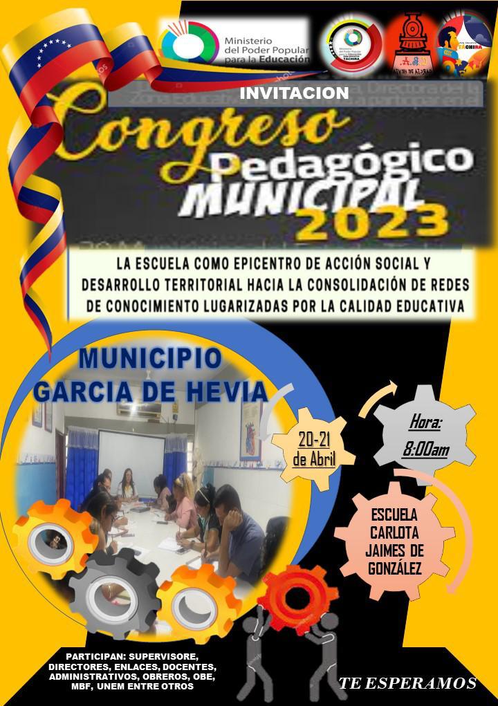 #18Abr Directora de CDCET, Ana <a href="/Berzabethg1/">Berzabethgandicaoficial</a> Gandica, nos invita cordialmente a participar en el Congreso Pedagógico Municipal 2023, los días 20 y 21 de Abril. <a href="/NicolasMaduro/">Nicolás Maduro</a> <a href="/_LaAvanzadora/">Yelitze Santaella</a> <a href="/FreddyBernal/">Freddy Bernal</a> <a href="/KaremDeBernal/">Karem Durán de Bernal</a> <a href="/Mippcivzla/">mippci</a> @MPPEDUCACION