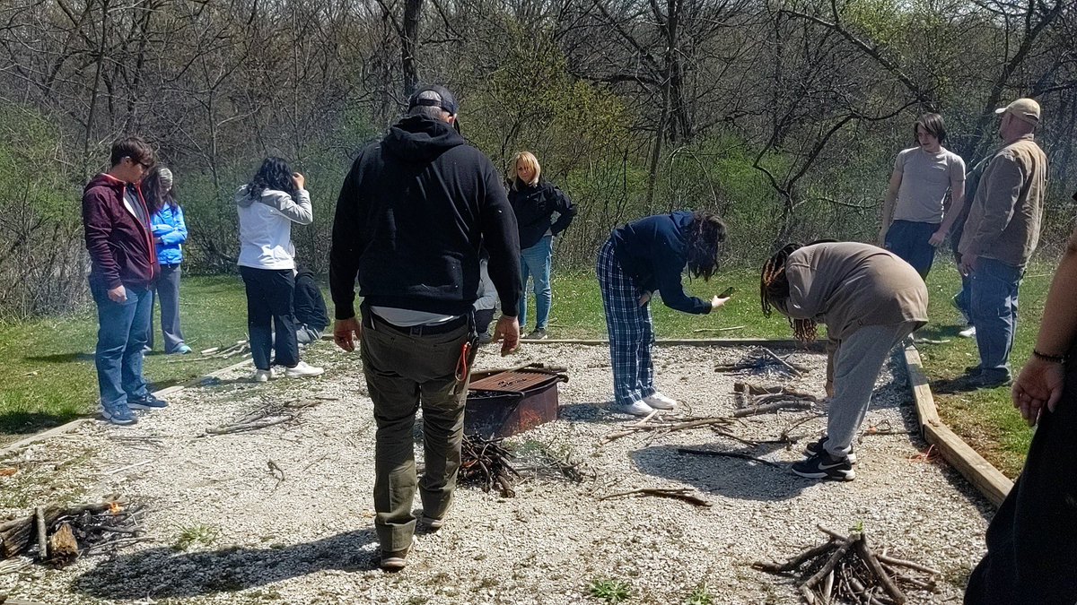 Students from the Survival Literature seminar worked with Midwest Woodcraft today to learn basic survival skills. They made shelters, learned how to start a fire, &amp; about edible wild plants. They’ll use this knowledge to make connections to in-class reading. #ExperientialLearning