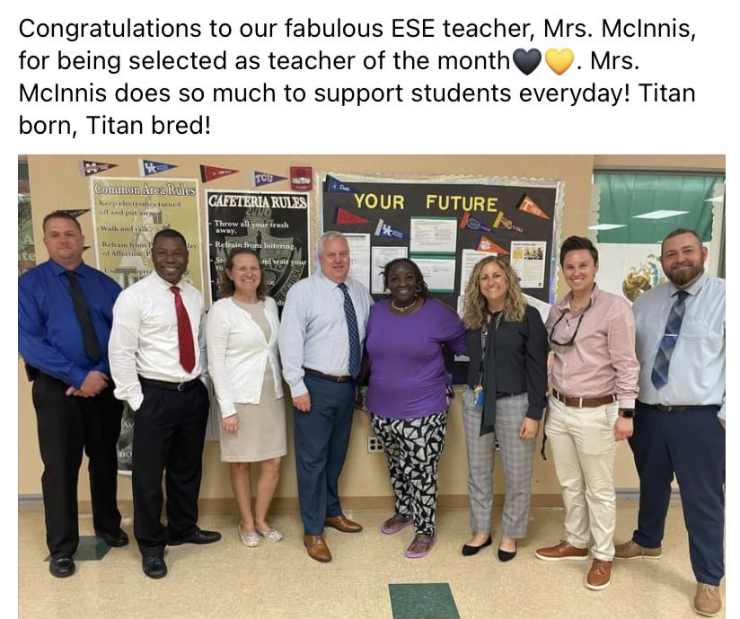 Ohhh snap! Big Congratulations going out to our <a href="/Sportsmom9603/">Mrs. McInnis</a> for being selected Teacher of the Month! #TitanBornTitanBred⚡️⚡️