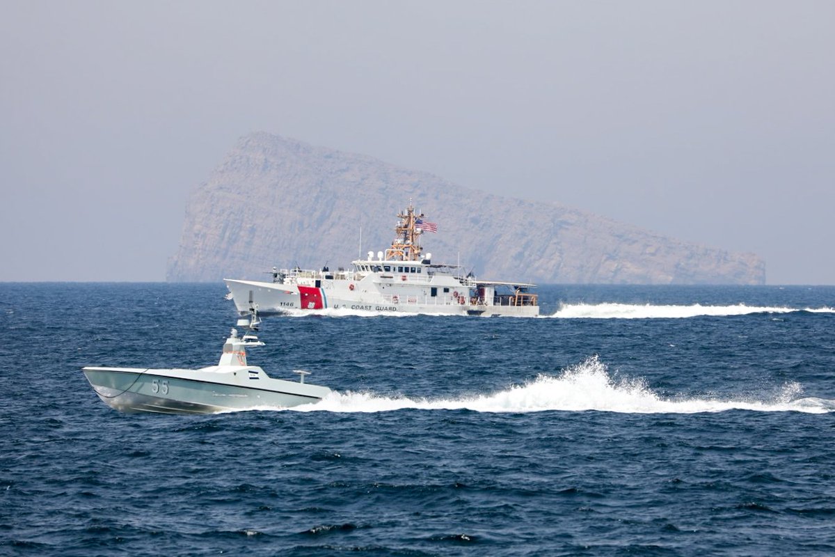USCGLANTAREA's tweet photo. @USCG transited the #ArabianGulf and the #StraitofHormuz before entering the #GulfofOman with an  unmanned surface vessel. 
#USV #ASV
Read it here⏩ https://t.co/fazcKC8QsY https://t.co/AUIwVDqKO9