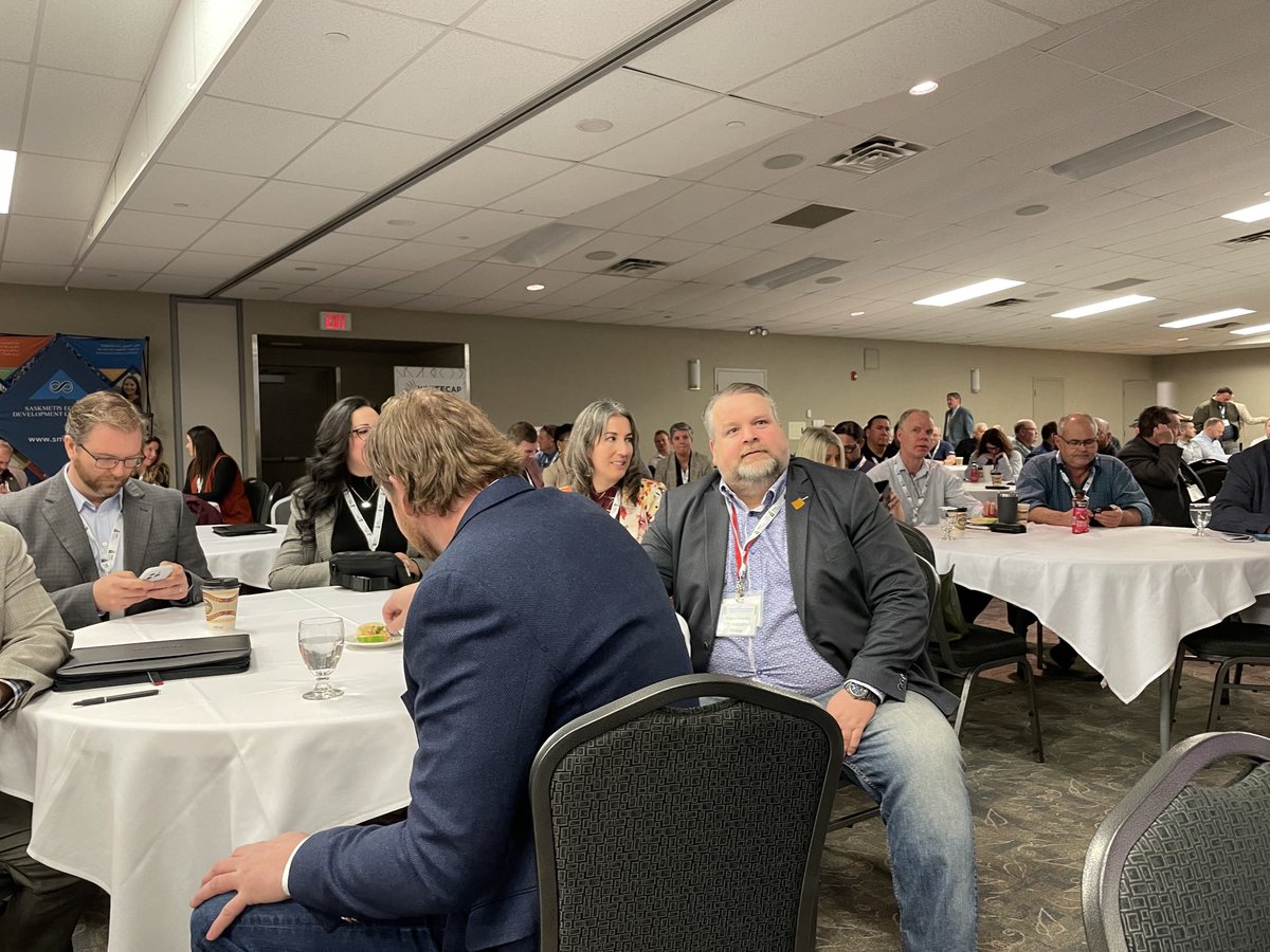 SaskMiningAssoc's tweet photo. 7th Indigenous Mining Supply Chain Gathering - 👍 Thx to Shaun Howdle STCIndustrial Group ⁦@StoonTribalCncl⁩ for impassioned challenge to make a difference &amp; enable success by identifying and deconstructing barriers. #transport #workculture #racism ⚒️ #MSCF2023 https://t.co/27D0nD0766