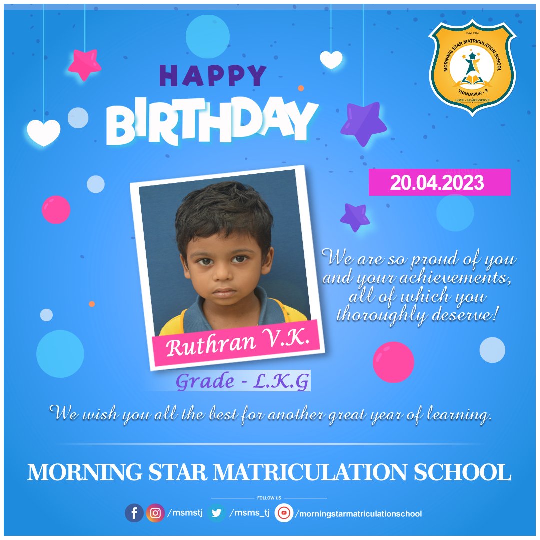 MSMS_TJ's tweet photo. Cheerful birthday to a genuinely dedicated student! A birthday is a day to celebrate your achievements, your accomplishments, and your future. Wishing the absolute best to you on your special day this year! 
Call/ WhatsApp: 7708005062
To know more visit: https://t.co/dP7ZXUDWQW https://t.co/CAaXTyannc