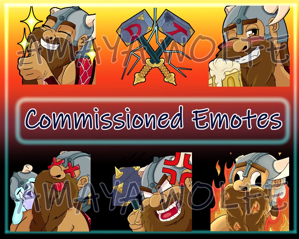WolfieStreaming's tweet photo. Finished those commission emotes just before my vacation and I forgot to post them, lol. If you wanna see them in use, be sure to check out @DreadThor over on Twitch!
#commissionart #emotes #emoteartist #streamingemotes #livestream #TwitchStreamers https://t.co/2lKg1ub6Bx