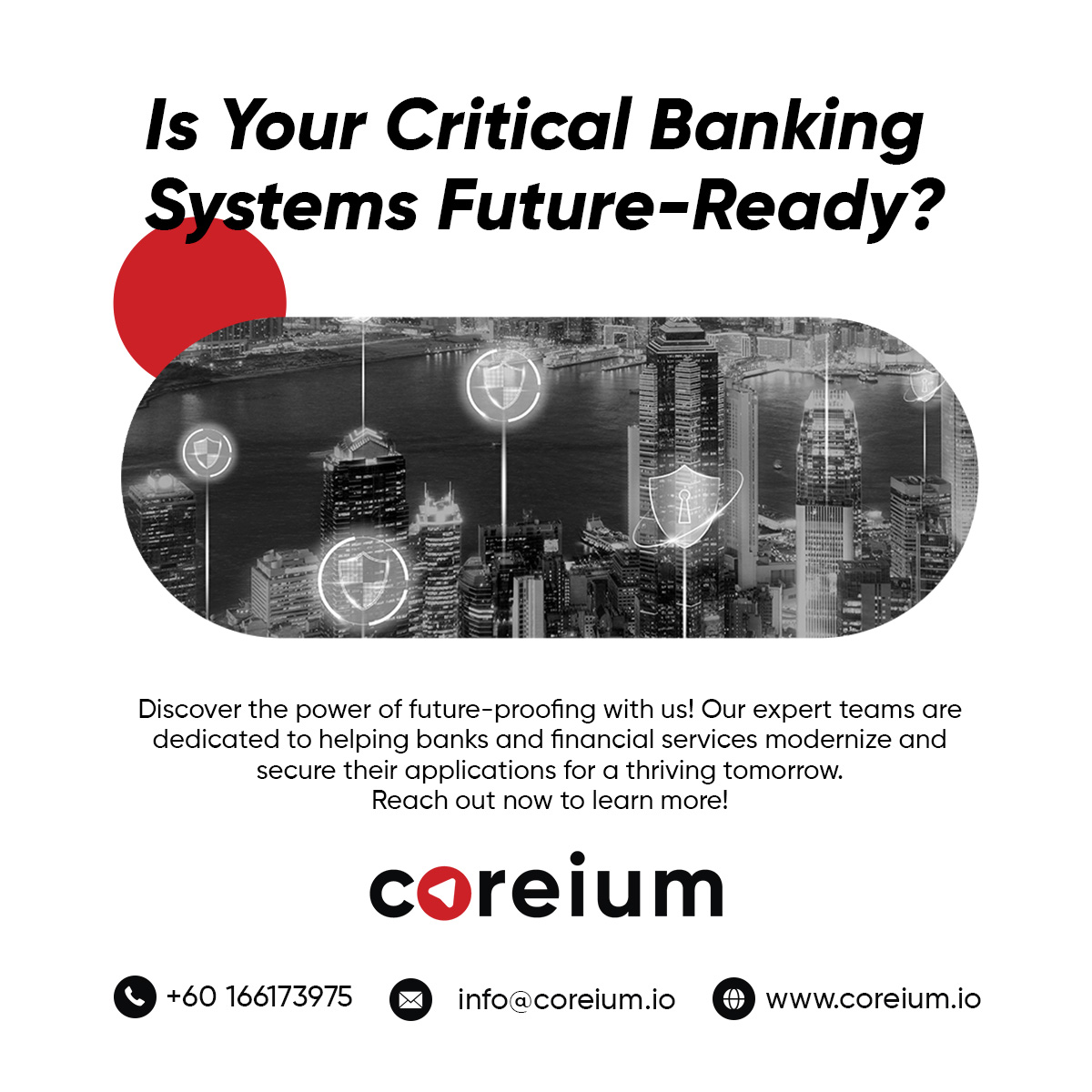 coreium's tweet photo. Get ahead of the game with our future-proofing solutions! Our dedicated teams specialize in securing and modernizing banking and financial applications, ensuring a thriving future for your business. https://t.co/R8JNnoc4DO  #Coreium #FinancialServices #AppReview #Fintech #Banking https://t.co/q90rZRuezn
