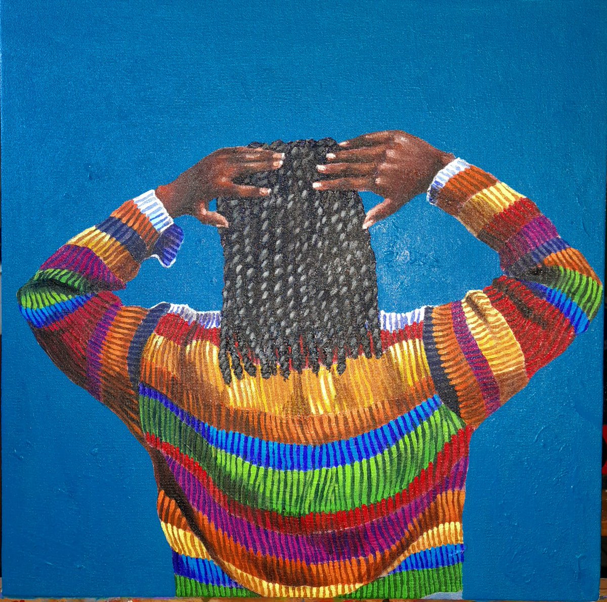 Stic1er's tweet photo. Title : Stolen sweater series 
Medium : Acrylics on canvas 
Size : 40cm by 40cm
Available for sale. 
#art #sweaterweather #stlensweaterseries #becauseartisife #funkycolours #ArtistOnTwitter #stic1 https://t.co/hwRm31v3Cj