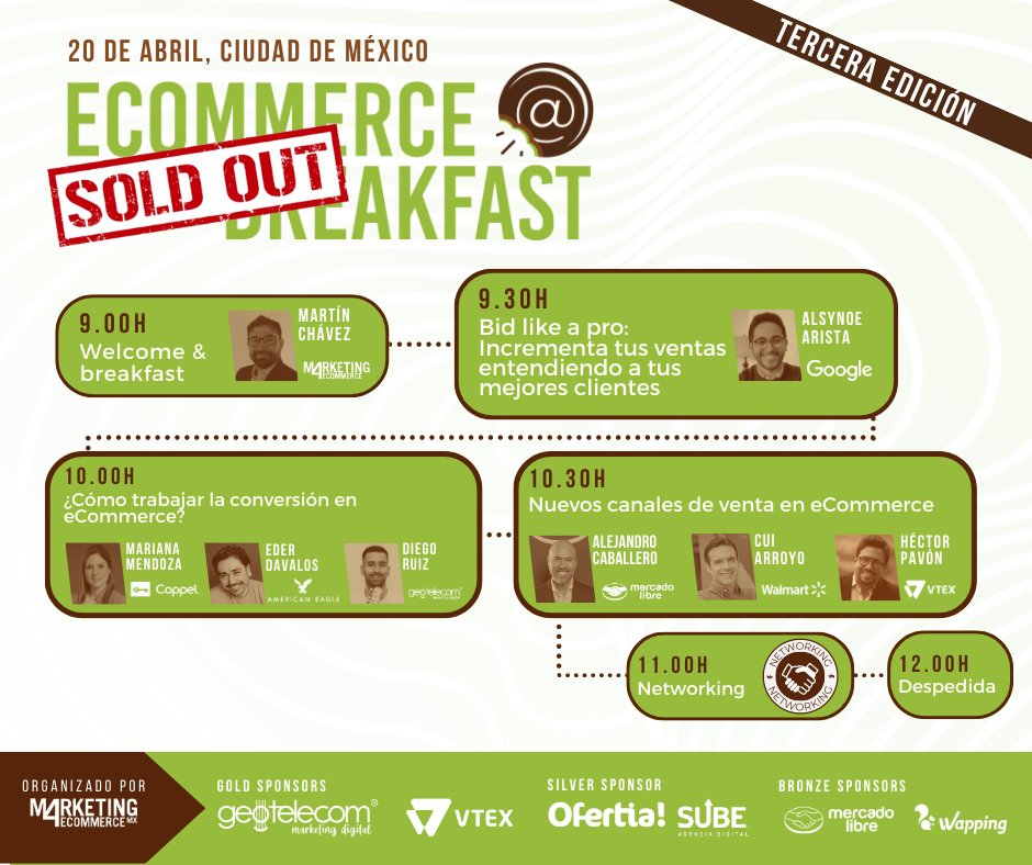 Mkt4eCommerceMX's tweet photo. ¡Nuestro #eCommerceBreakfast está #SoldOut! 😱 Agradecemos a todos los que se registraron y ansiamos verlos el día de mañana en punto de las 09:00 a.m en el Hotel Fontán Reforma📍, para explorar y discutir las #tendencias del comercio electrónico 🛒 en México.

¡Nos vemos pronto! https://t.co/ZEwLf2m9z8