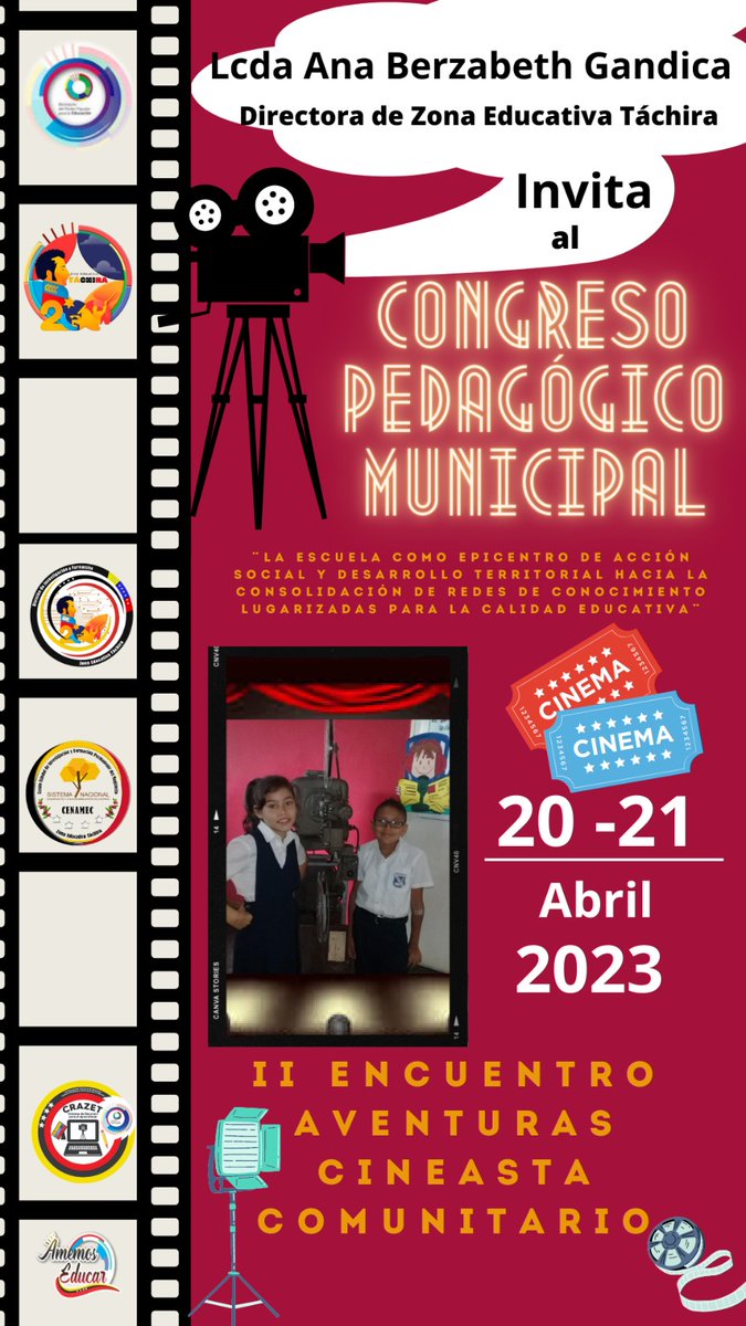 #18Abr Directora de CDCET, Ana <a href="/Berzabethg1/">Berzabethgandicaoficial</a> Gandica, nos invita cordialmente a participar en el Congreso Pedagógico Municipal 2023, los días 20 y 21 de Abril. <a href="/NicolasMaduro/">Nicolás Maduro</a> <a href="/_LaAvanzadora/">Yelitze Santaella</a> <a href="/FreddyBernal/">Freddy Bernal</a> <a href="/KaremDeBernal/">Karem Durán de Bernal</a> <a href="/Mippcivzla/">mippci</a> @MPPEDUCACION