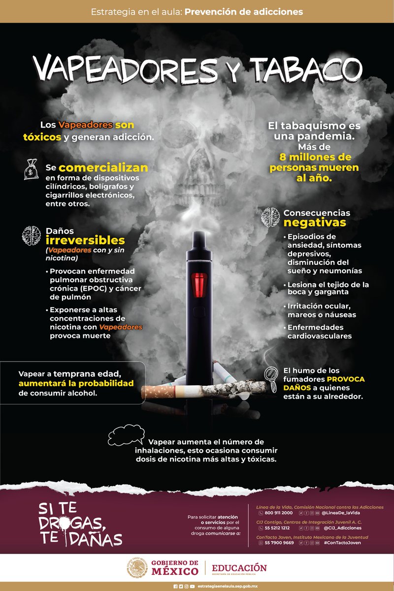 LaUASLP's tweet photo. En la #UASLP nos sumamos a la “Estrategia en el aula: prevención de adicciones”#SiTeDrogasTeDañas para prevenir el consumo de drogas entre jóvenes.

🚫 Vapeadores. ¡Neta son tóxicos! https://t.co/MfRBuwrhFS