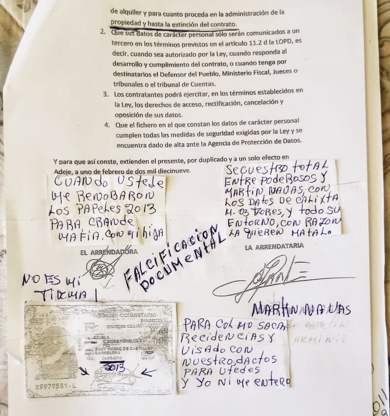 Esto es fuerte SUSPLANTANDO LOS DATOS DE CALIXTA MERCEDE OZORIA FLORES Y TODO SU ENTORNO EN TENERIFE SUR Y TACHAN TODO LAS DENUCIAS Y QUERELLAS EN LOS JUSGADO Y COMISARIA PARA MARTIN NAVAS ARMINIO Y TODOS UN PODER JUDICIAL
