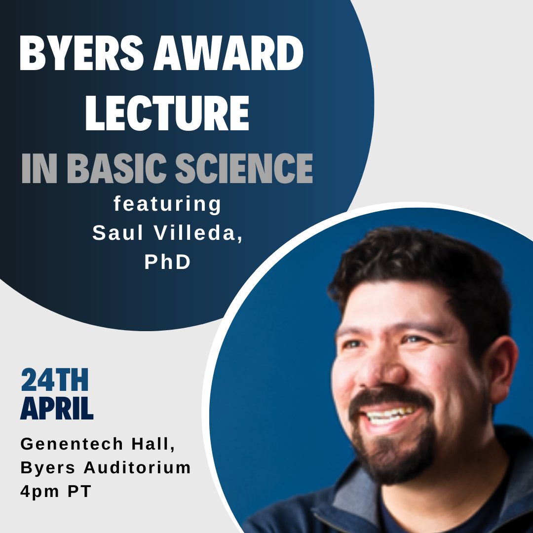 UCSF Bakar Aging Research Institute (@ucsfaging) on Twitter photo There's still time to register for the 2023 Byers Award in Basic Science Lecture by Saul Villeda (<a href="/VilledaLab/">Villeda Lab</a>) on April 24th! bit.ly/3GnJKDT There's still time to register for the 2023 Byers Award in Basic Science Lecture by Saul Villeda (<a href="/VilledaLab/">Villeda Lab</a>) on April 24th! bit.ly/3GnJKDT