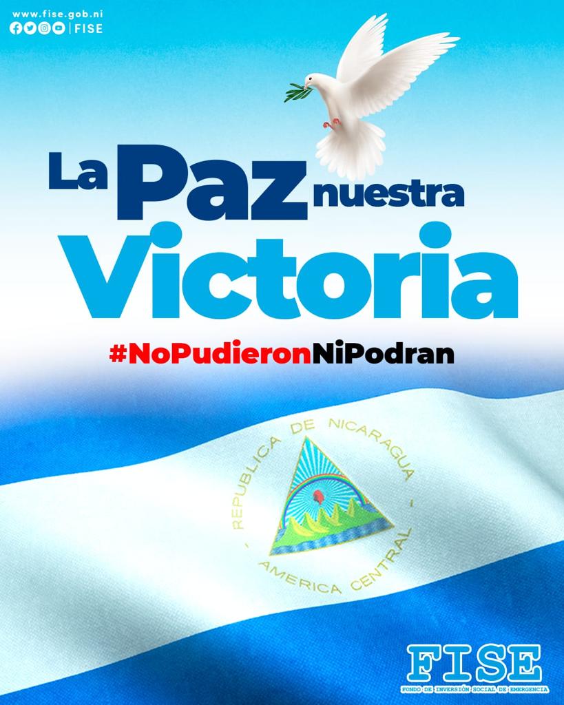 #LaPazNuestraVictoria |  Dios Nuestro Señor nos ha dado la Fuerza de Espíritu, la Fortaleza, para resguardar la Paz y exigir que tod@s vayamos avanzando, precisamente viendo la Paz como Camino de Futuro. 🕊️🇳🇮

#Nicaragua