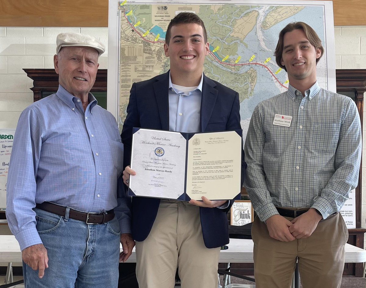 TheBC400's tweet photo. Congratulations to Benedictine Military School senior Jonathan Hardy, who was invited by the Savannah Maritime Association to attend its meeting today so it could present him as an appointee to the United States Merchant Marine Academy! #thebc400 #NextLevelBC #Savannah https://t.co/Gs6BQXl0bo