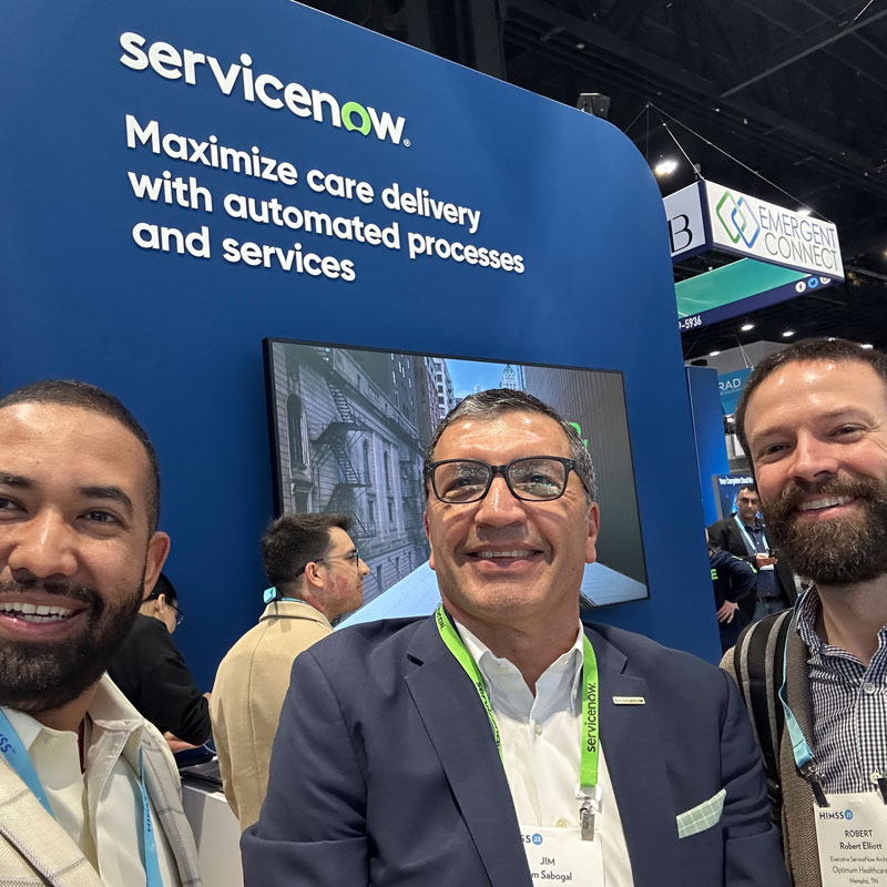 OptimumHIT's tweet photo. Louie Gomez and Robert Elliott from our #ServiceNow team with @ServiceNow's Jim Sabogal at #HIMSS23! The @OptimumHIT team is making the rounds in Chicago this week!
Stop by and see us!
#ThisisOptimum #healthcareIT https://t.co/bvH28Mxqxp