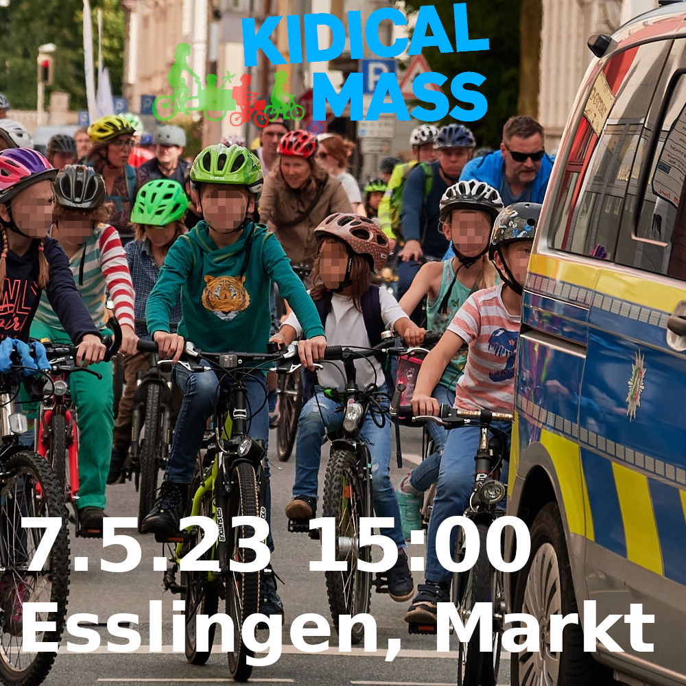 Die nächst Kidical Mass Esslingen ist geplant!
Am 7. Mai geht es wieder los - und zwar um 15:00 auf dem Marktplatz!
🚴🚴🚴🚴