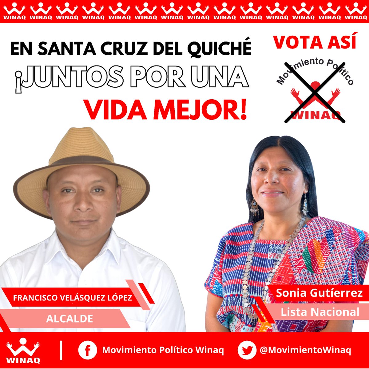 Por un estilo de vida prospero con enfoque cultural. Una opción alternativa del pueblo y para el pueblo. 
#winaq #winaqquiche #winaqespueblo #bancadawinaq #EleccionesGT #Elecciones2023 #Alcalde #diputados #votoconsciente @SoniaGRaguay