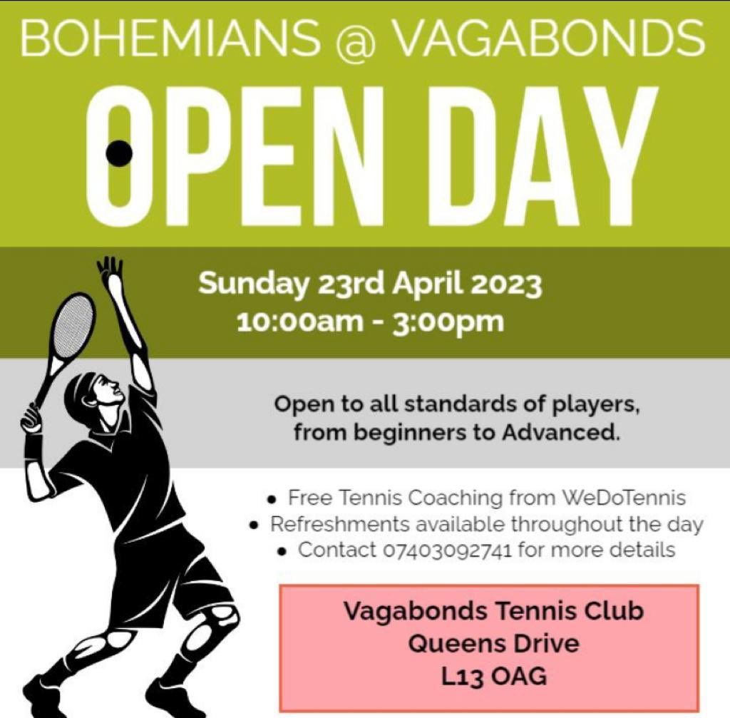 BohemiansLTC's tweet photo. Just 4 days until our open day! They’ll be social tennis available from 12pm or join us for one of our coaching sessions from We Do Tennis https://t.co/bFaVftEqxG 
Any questions let us know 🎾🎾 https://t.co/cxpBlKSbWW