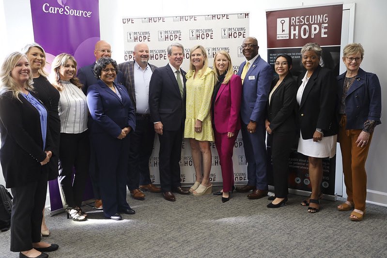 GAFirstLady's tweet photo. Yesterday, @GovKemp and I were honored to join @caresource, Rescuing Hope, and the Georgia Sheriff’s Association to announce a new commitment that will help human trafficking survivors receive the care they need to recover. https://t.co/ULtCvQzg2K https://t.co/CiSElCWthc