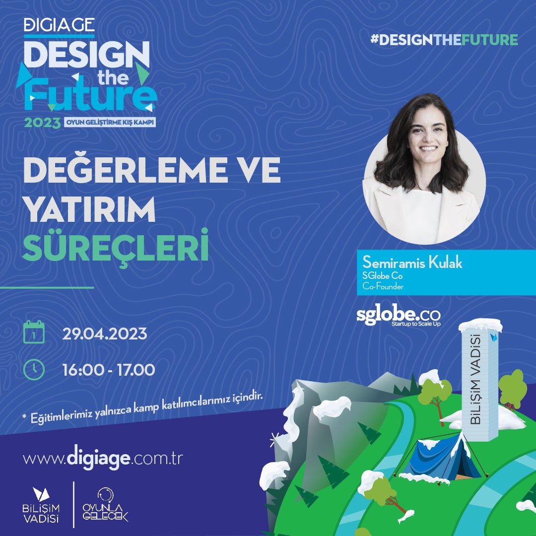 bvdigiage's tweet image. Sglobe | Co - Founder Semiramis Kulak kampta katılımcılarımızla bir araya gelecek. 🚀  

👉🏻Değerleme ve Yatırım Süreçlerini konuşacağımız seminerimizde katılımcılarımıza bilgi ve tecrübe paylaşımında bulunacak. 📚

#designthefuture #futuredesigner