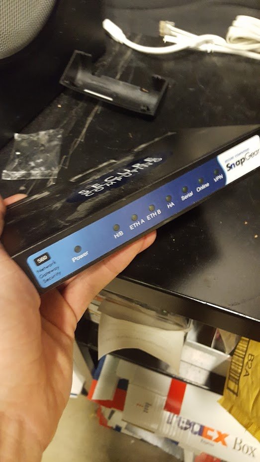 Pic of the week this time is from April 2017. I found this SnapGear firewall in a box at a client in Sausalito. EOS was 10-2009 and EOL was 7-2013. A TRUE CLASSIC and definitely more unique than the absurd number of ASA 5505's I would find sitting around.