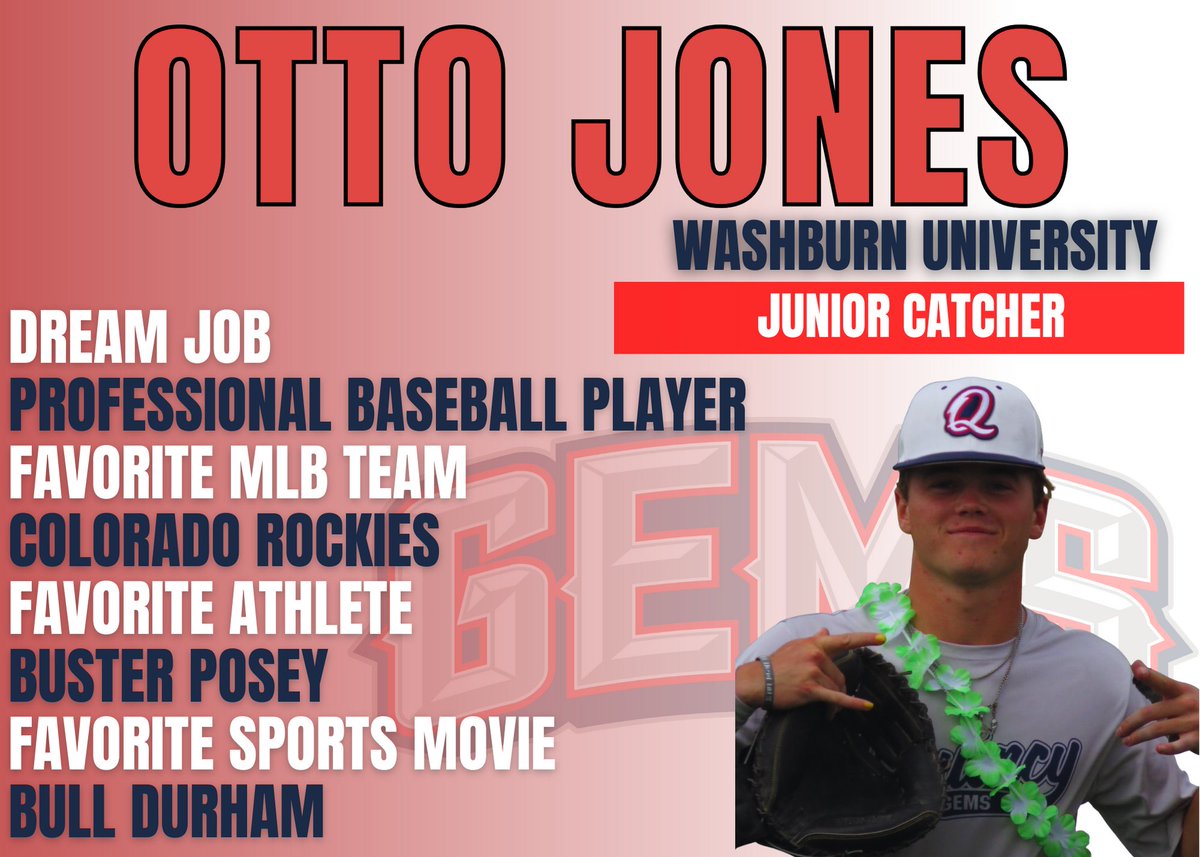 paddlersball's tweet photo. It's #WelcomeBackWednesday Gems fans! Today we are welcoming back junior catcher from Washburn University, Otto Jones! Don't forget to swipe to see some of his favorites!
@ottokjones8
@IchabodBSB
#GEMPIRE
#MoreThanABallGame
💎⚾ https://t.co/c6aVf7lrvp
