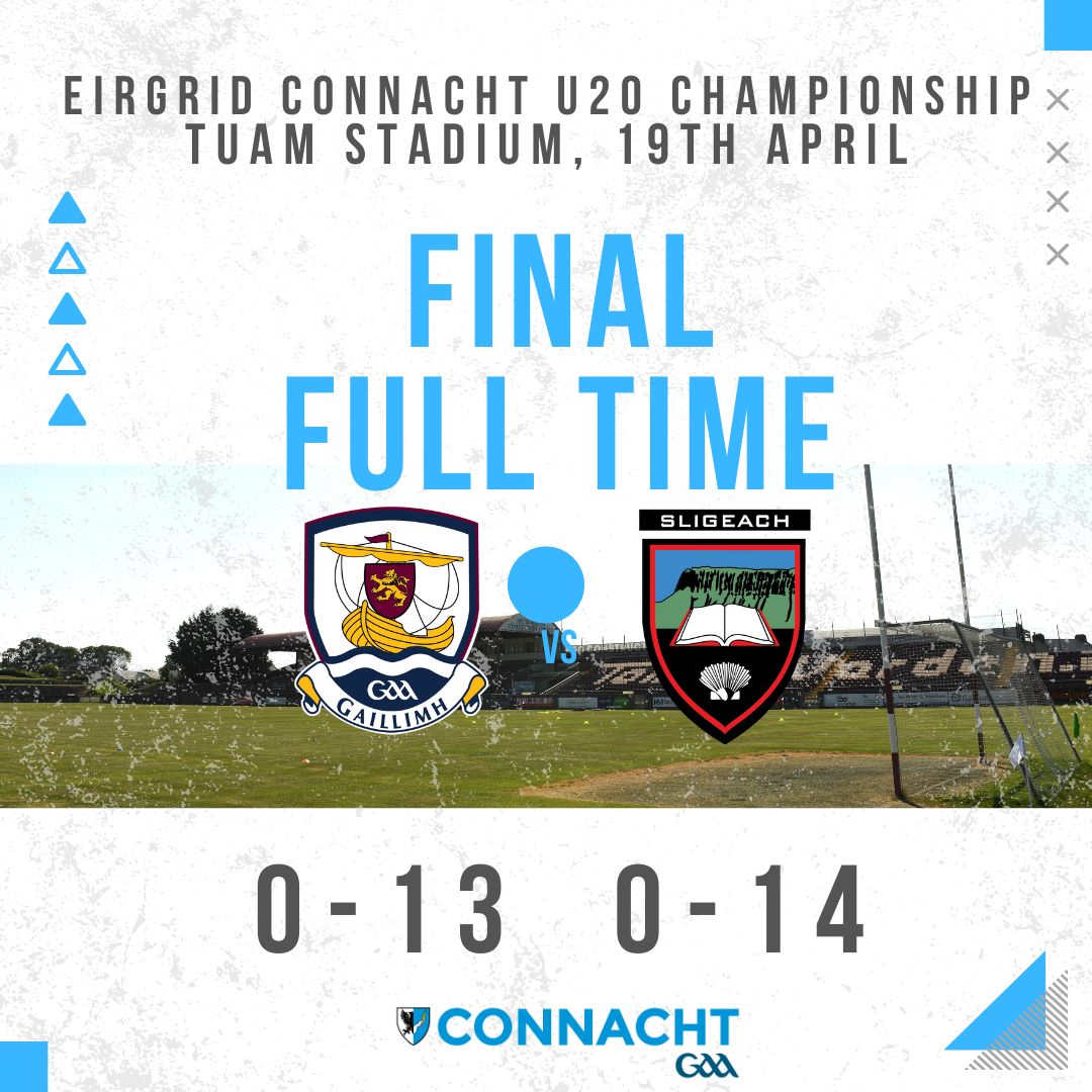 🔹Full time in Tuam Stadium and <a href="/sligogaa/">Sligo GAA</a> have retained the Connacht U20 title after an unbelievably exciting 0-14 to 0-13 win over <a href="/Galway_GAA/">Galway GAA Official</a>! #ConnachtGAA