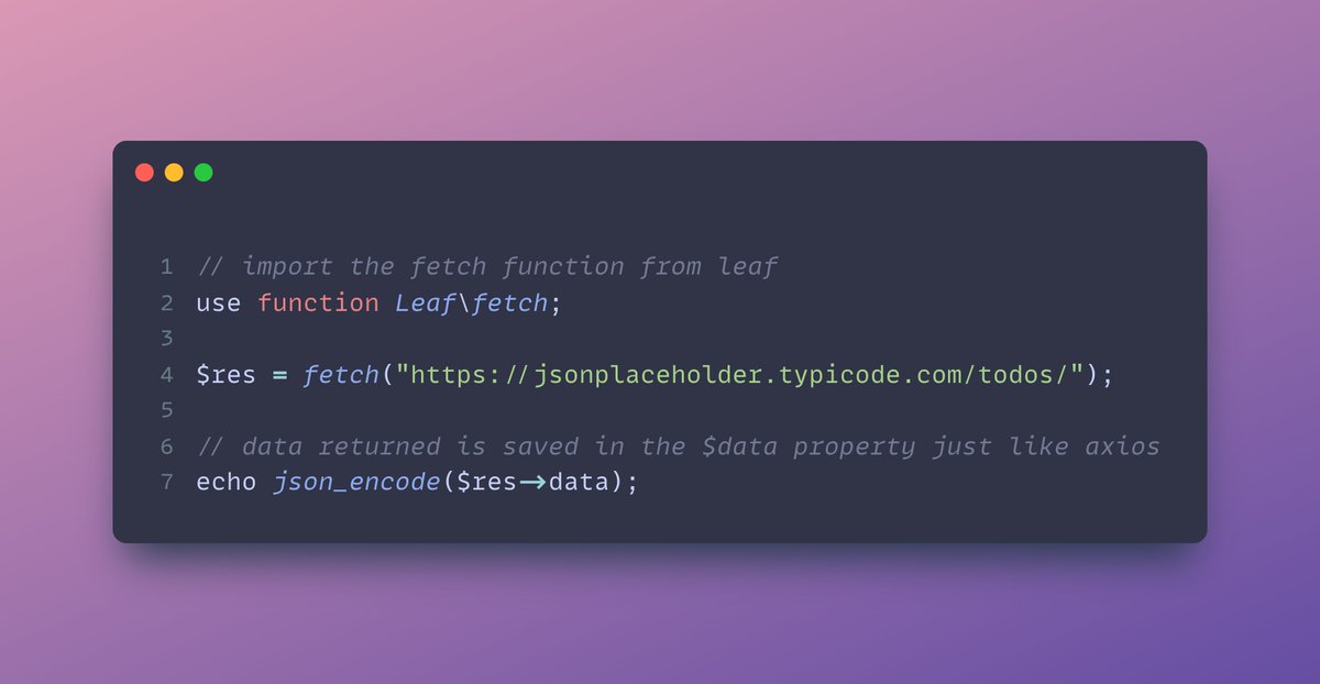 leafphp's tweet photo. If you quickly want to make API calls from inside your Leaf applications, you should check out Leaf fetch @ https://t.co/CKAamVAIct
#leafphp #PHP #Laravel #javascript #programming https://t.co/D4UAX05Trd