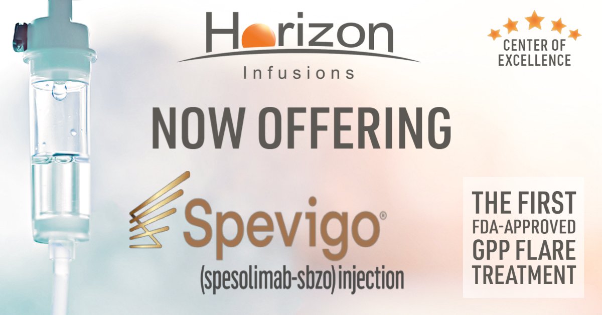 HZinfusions's tweet photo. @HZinfusions is again leading the way in innovative treatments. We now offer Spevigo, the first approved therapy for generalized pustular #psoriasis, a potentially life-threatening skin condition.  

We continue our #mission of providing new, life-improving infusion therapies. https://t.co/qEGUpfwJP2