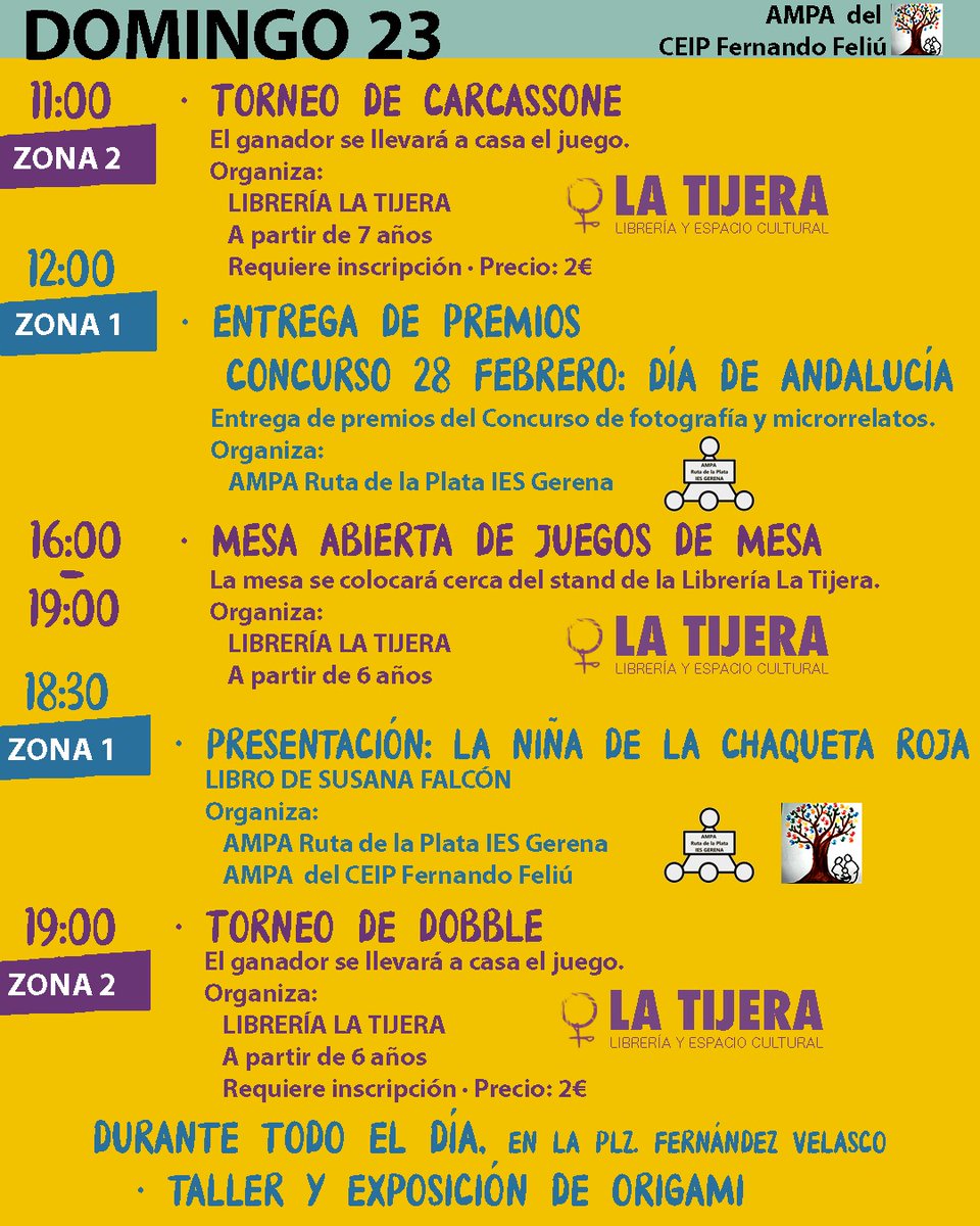 CeipFeliu's tweet photo. @ampa_en ha organizado la Feria inclusiva del libro que tendrá lugar del viernes 21 al domingo 23 de abril
 
-Yo, si tuviera hambre y estuviera desvalido en la calle no pediría un pan; sino que pediría medio pan y un libro,- Federico García Lorca 

#FeriaDelLibro @ComunicApro_ https://t.co/1As3RyFXAU