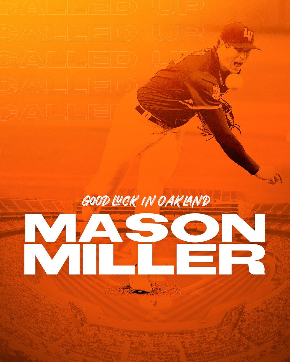 AviatorsLV's tweet photo. History in the making 🔥

Mason Miller makes his MLB Debut today starting for the Oakland A's. 4 years ago he was pitching at D3 Waynesburg University, and is now the first A's pitcher since 1991 to start his debut with only 11 pro games pitched. We are SO proud of you, Mason! https://t.co/7rWn5cHDuO