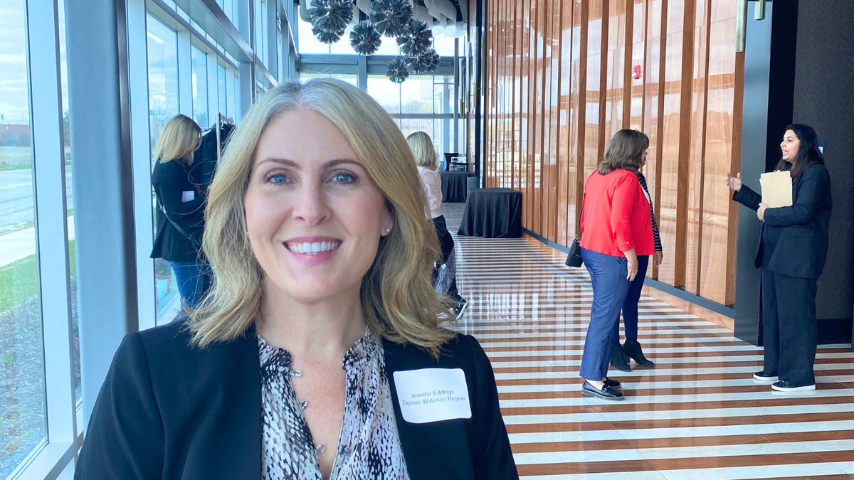ExploreWR's tweet photo. Jennifer Eddings, Director of Business Development at Explore Waterloo Region, says hello as she starts an exciting afternoon filled with meetings at Mississauga's @VenueSeries!

She looks forward to each meeting! Find out why Waterloo Region is perfect for your next big event. https://t.co/F78NYtdSUe