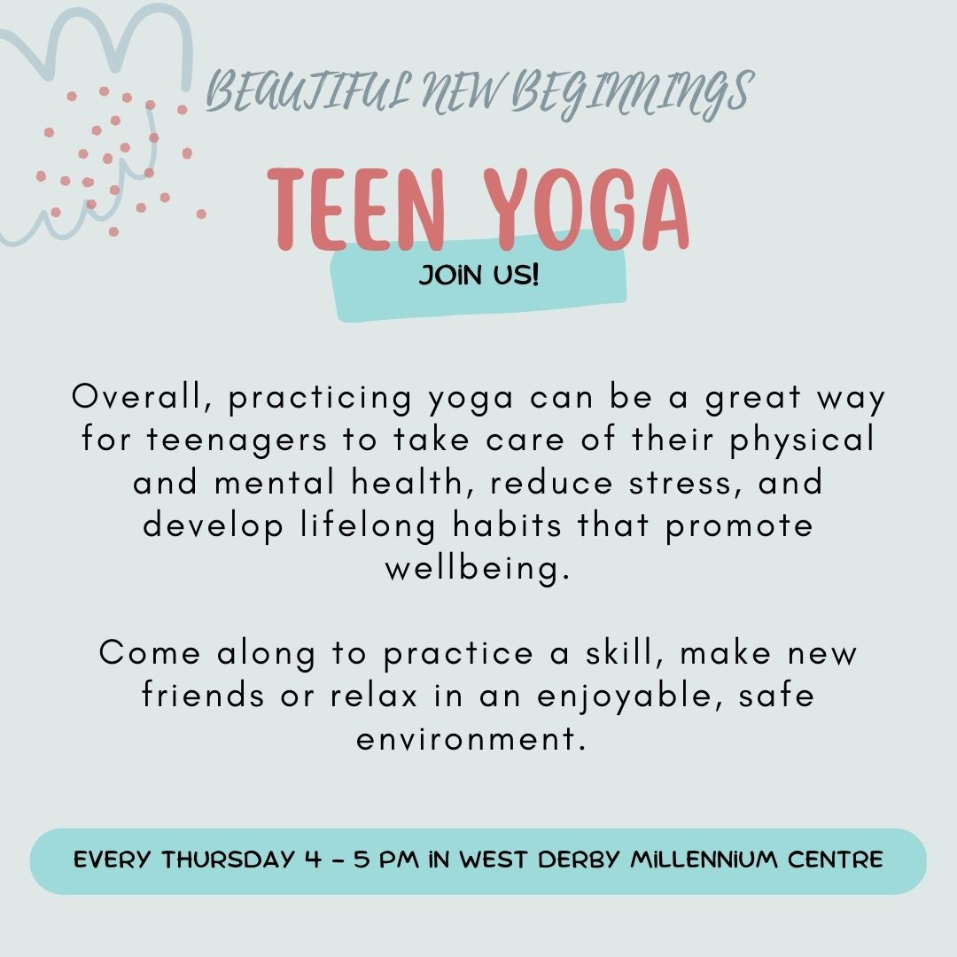 TOMORROW

New fully funded Teen Yoga in #WestDerby 

beautifulnewbeginnings.co.uk/events