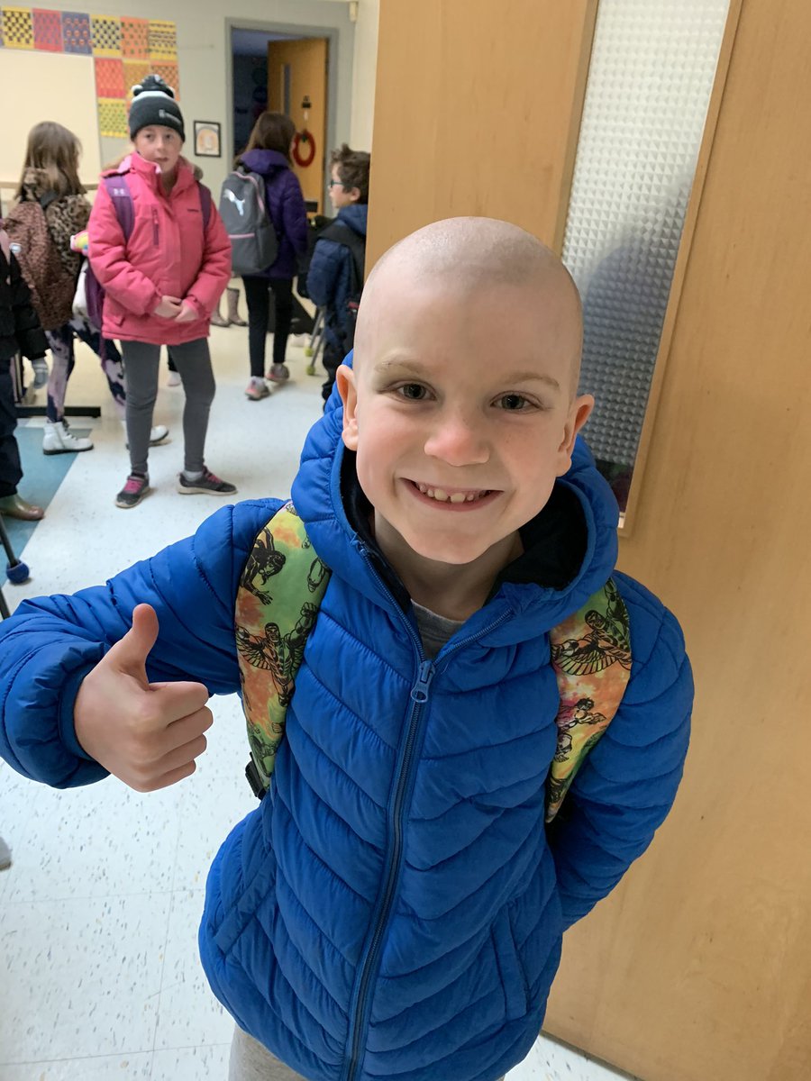 This made my heart happy today; He shaved his head to raise money for CHE0. His little sister was born pre-mature and received a lot of help from CHE0. This student is paying it forward and raising awareness!! @AngelsOCSB @CHEO ❤️