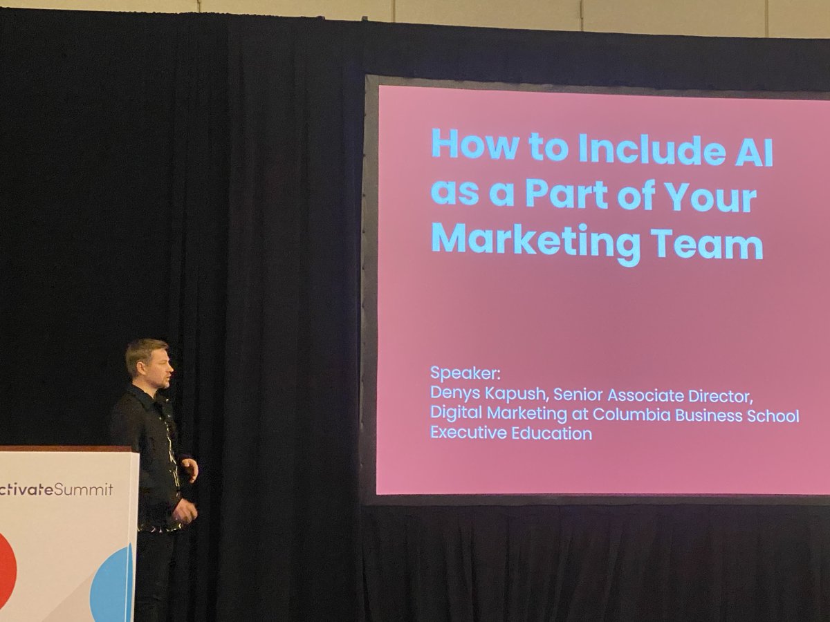 Iterable's tweet photo. Exciting news for AI enthusiasts: According to Denys Kapush from @ColumbiaExecEd, global market revenues for AI in marketing are projected to skyrocket from $15.84B in 2021 to $107.4B in 2028! 📈 #Activate23 #AI #ColumbiaBusinessSchool https://t.co/Idq6yJ11dk