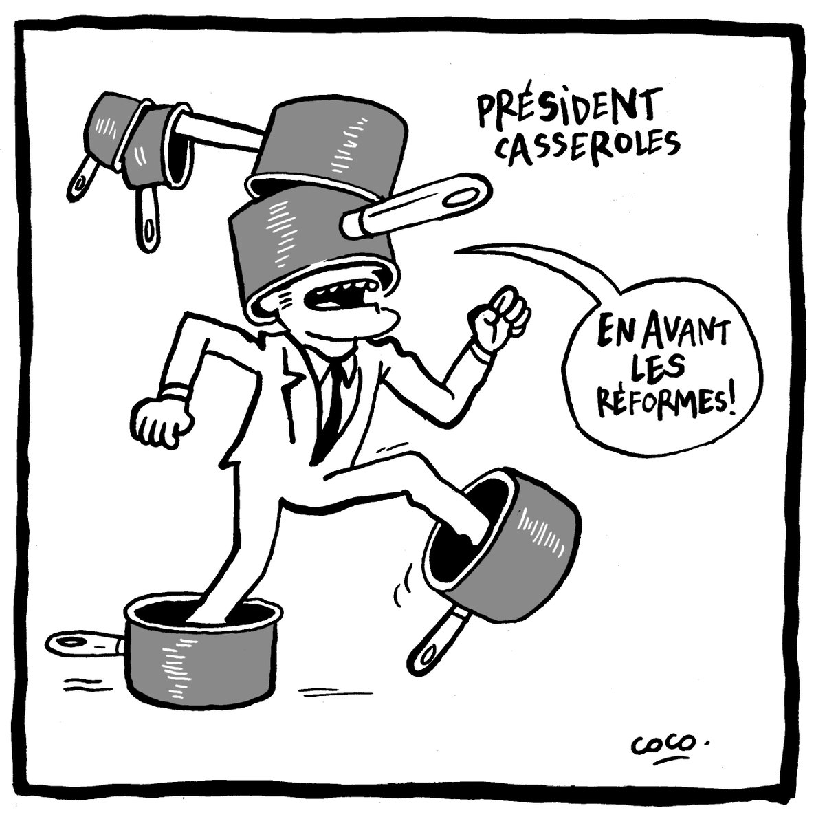 libe's tweet photo. Président casseroles, par @cocoboer dans Libé ce jeudi ✏️ https://t.co/hRuZmOqa4E