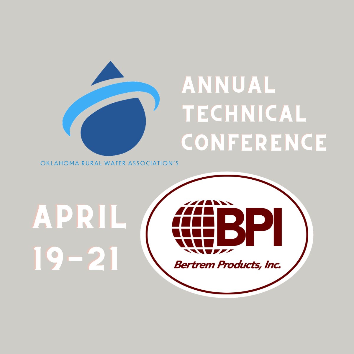 This week we will be at the Annual Conference of the Oklahoma Rural Water Association. Come see us!!