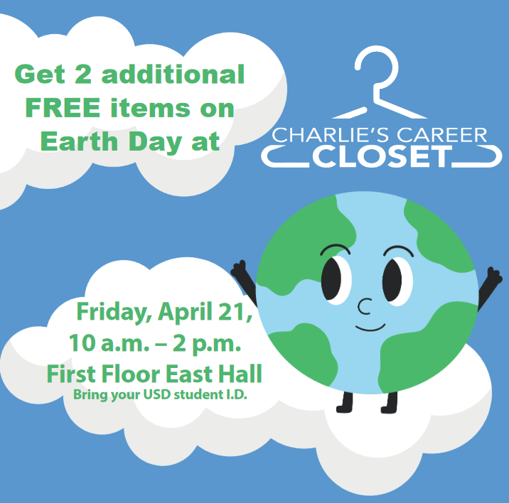 SodakMJ's tweet photo. Check out Charlie's Career Closet on Earth Day! π For those who have redeemed their five free items can get an additional two items during Earth Day! Plus, there's a clothing swap in the MUC from 10 a.m. to 5 p.m. Don't miss out on this special event! #EarthDay #USDMJ https://t.co/34YupOv1tx