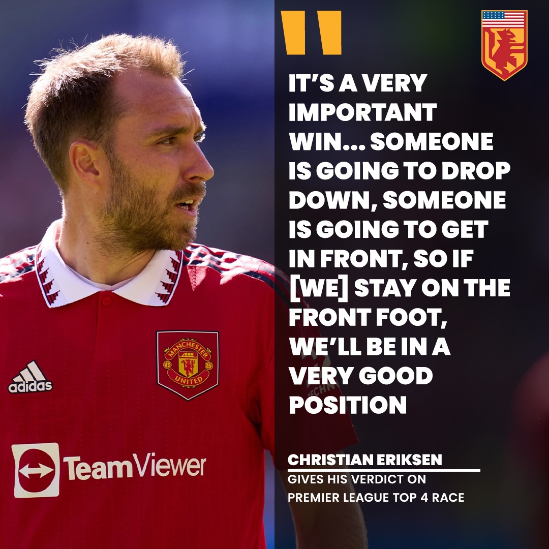 usareddevils's tweet photo. Who finishes in the top 4?

We are at the business end of the season and things are getting really interesting. 

Christian Eriksen believes there could still be some twists and turns in the race for Champions League football.

#mufc #mantud https://t.co/dvNQIdt7GI