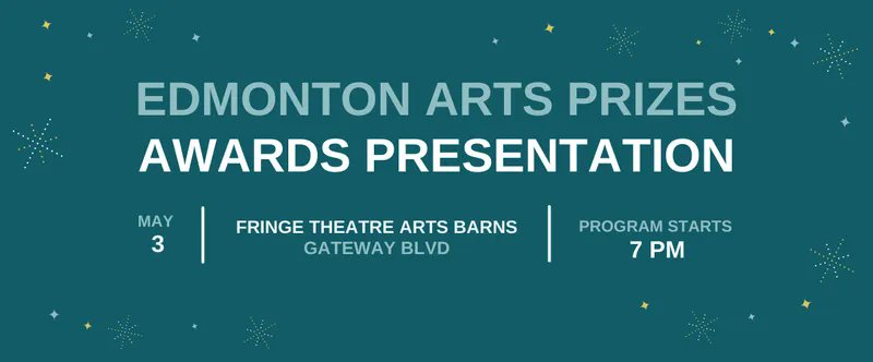 2022 Edmonton Arts Prizes awards presentation
May 3, 2023, 7pm Westbury Theatre, Fringe Theatre Arts Barns, Gateway Blvd #yeg!
Edmonton Music Prize Shortlist
Cikwes
<a href="/Delalunamusique/">Cristian De La Luna</a>
<a href="/KingofFoxesBand/">King of Foxes</a>
rsvp at buff.ly/3oq8tkN
More info: buff.ly/40hCWz4