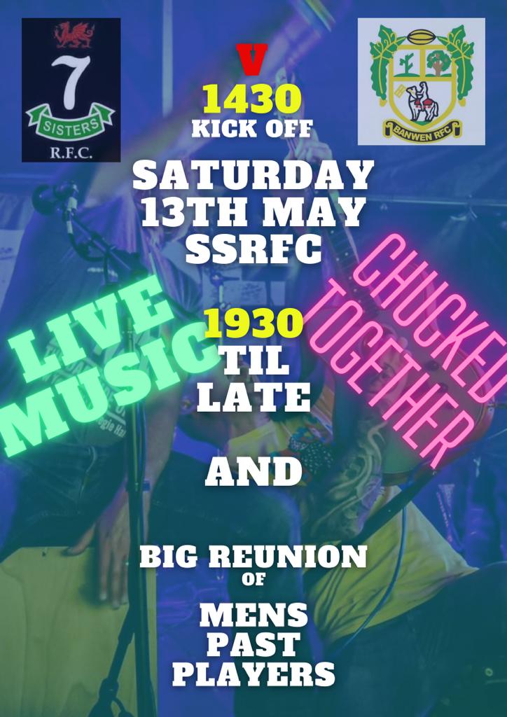 SevenSistersRFC's tweet photo. Calling All Past Players!

The end the season we're calling all past players to return to the club for 2 special days.

Men's - 13th of May
Ladies - 30th of April

It would be great to see as many past players as possible to catch up on days gone by. Everybody welcome! https://t.co/LPGnbrO18W