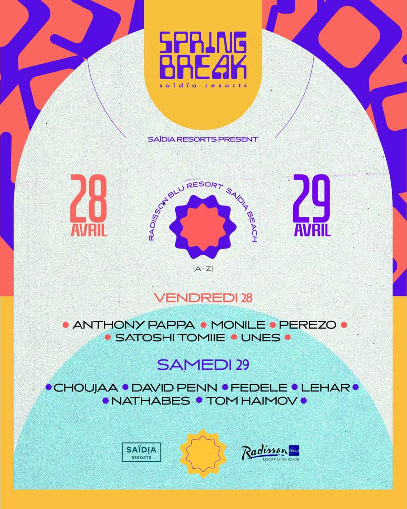 UnesBahmad's tweet photo. Can’t wait for my first edition in Spring Break @ radisson blu resort Saidia Beach 
April 28 th &amp; 29th 🎶🎶🎶🎶🎶🎶 https://t.co/w65TE8pxp9