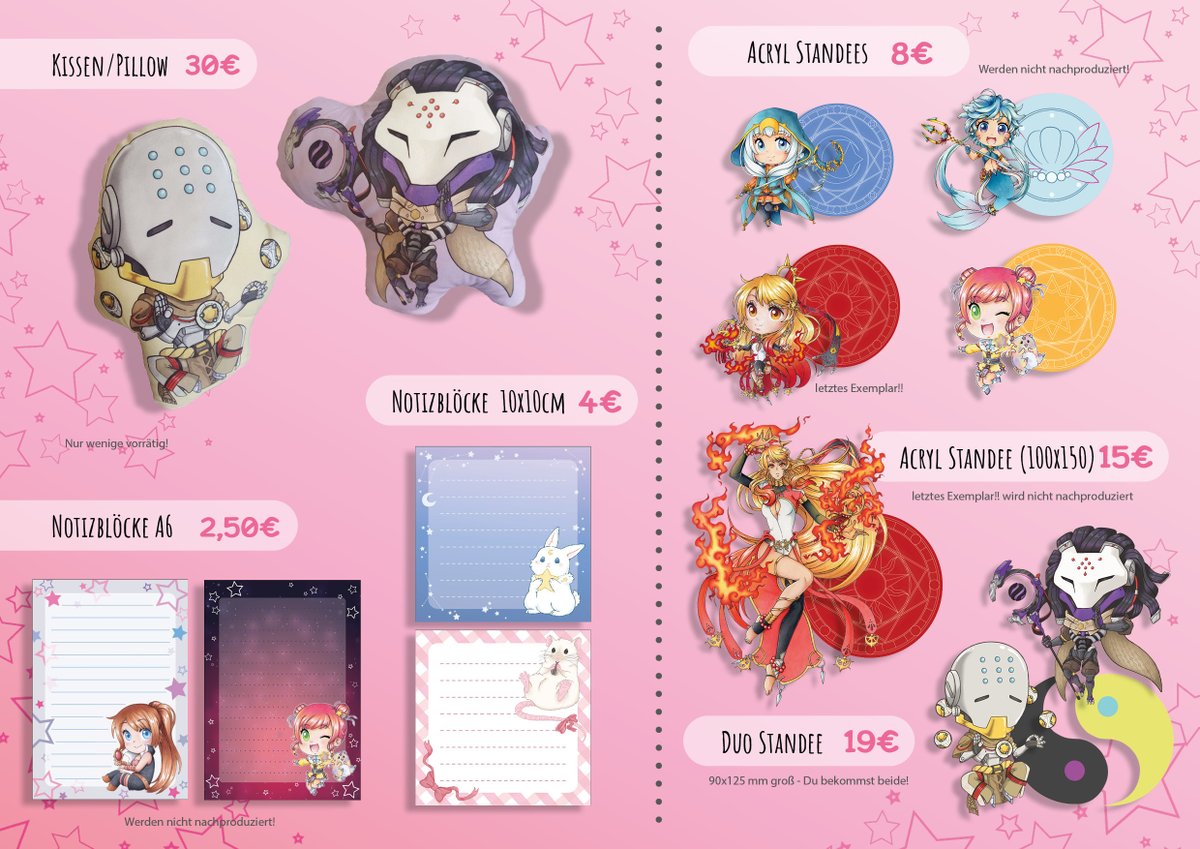 MadyraArts's tweet photo. Endlich fertig! Mein aktueller Merch-Katalog ❤️   Zu Beginn des Katalogs gibt es eine kleine Info bezüglich meines Merchs. Zusätzlich findet ihr kleine Hinweise an den Produkten selbst. Sollte die Anzeige zu klein sein, öffnet das Bild im Browser☺️ Ich freue mich auf euch! #mcc23 https://t.co/hiifR5aPDp